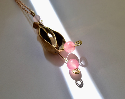Imagen 3 de 7 de Collar Amor, Cuarzo Rosa, Modelado A Mano, Joyeria, Cod1