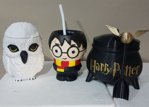 Set De Mate Harry Potter Cuerpo Lechuza 3d Lulu3d