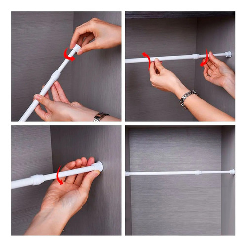Varão Extensível Haste Bastão Cortina Banheiro Box 1,1 À 2m Cor Branco