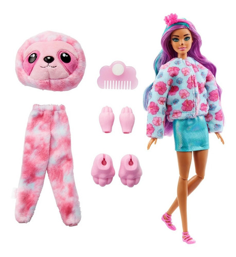 Imagen 2 de 5 de Muñeca Barbie Cutie Reveal Perezoso Hjl59 Mattel Bestoys