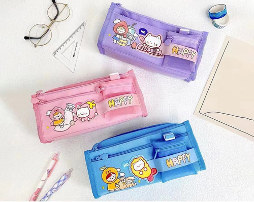 Estuche Escolar Diseño Niña Gato Kawaii 