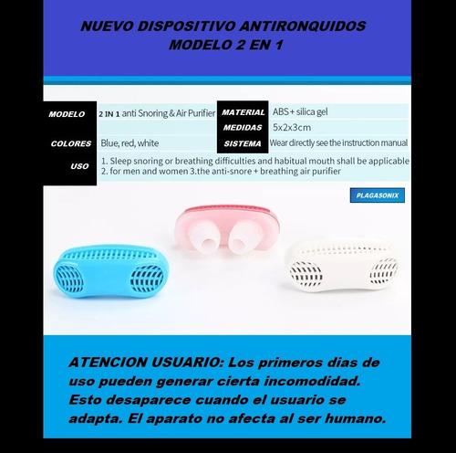 Antironquido 2 En 1 Dispositivo Nasal Nuevo Simple Premium