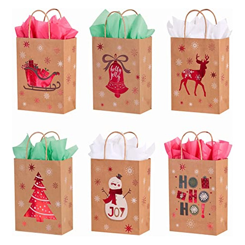 24 Paquetes De Bolsas De Regalo Navideñas Pequeñas Pa...