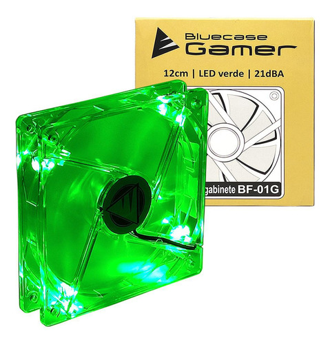 Cooler Fan Gamer Bluecase Bf-01g 120mm Led Verde