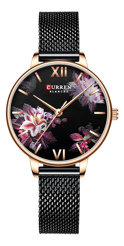 Curren 9060 - Reloj De Cuarzo Para Mujer, Diseño De Flores