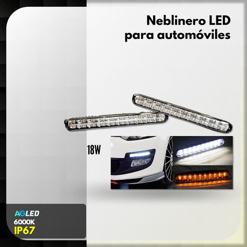 Neblinero Led Auto 18w 6000k+ambar Flashing Ip68 10-32vdc