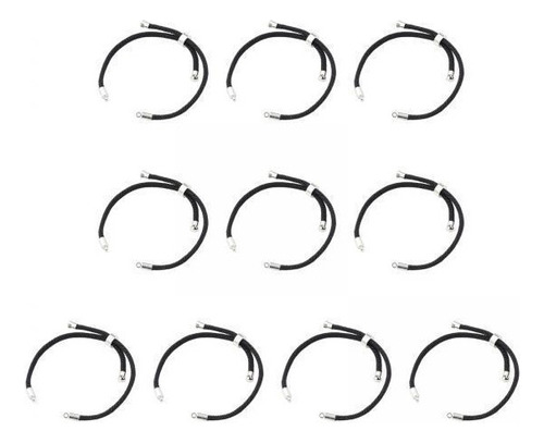 2 X 10 Pulseras De Cordón Trenzado For Hacer Argenta Negra