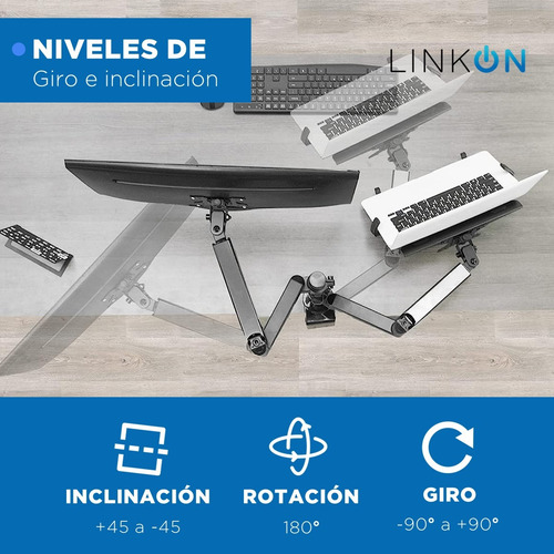 Soporte Brazo Doble Para Monitor Notebook Linkon Escritorio
