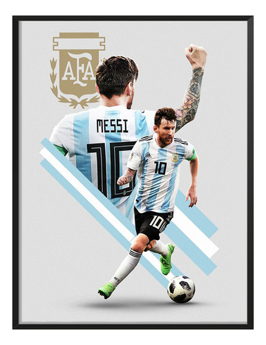 Cuadro Leo Messi Argentina Campeon Sala Cuarto C/ Marco