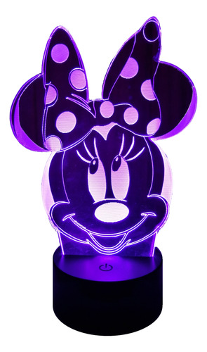 Minnie Mouse Disney Lámpara Led 3d 7 Colores En Uno