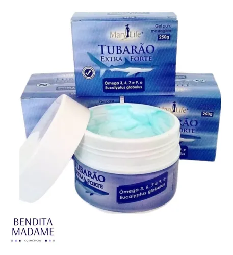 Gel Massageador Tubarão Extra Forte 250gr Mary Life 3 Pote | Parcelamento  sem juros