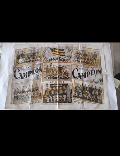 Antiguo Poster Lámina De Equipos De Peñarol Del Año 1944