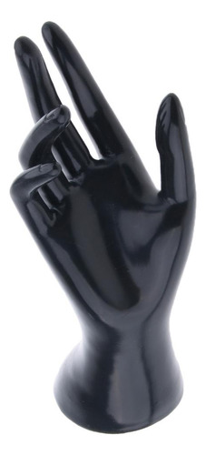 Pie De Mano Liso Negro Para Exhibir Anillos Zapatos