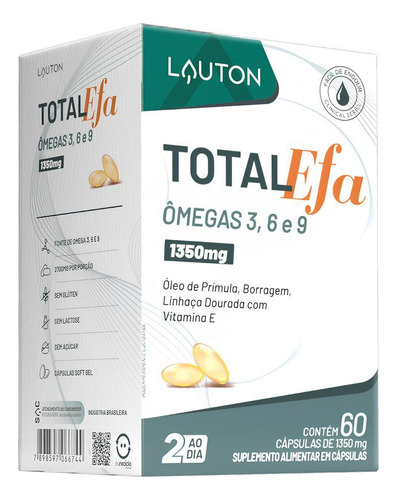 Total Efa 1000mg Ômegas 3, 6 E 9 Com 60 Cápsulas Sem Sabor