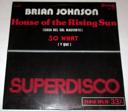 Brian Johnson ( Ac/dc) - House Of Rising Sun/so What Lp 1983