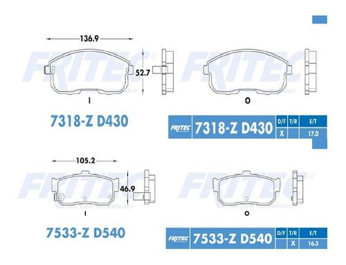 Balatas Delanteras Y Traseras Nissan Sentra 2001 2.0 Lts 