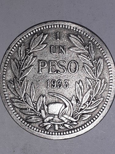 Moneda De 1 Peso Del Año 1933 Chilena