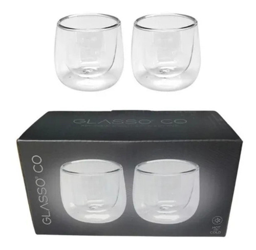 Set 2 Tazas Espresso Doble Pared 90ml Glasso