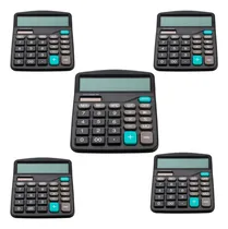 Comprar Kit 5 Calculadoras Mesa Comercial Escritório 12 Dígitos Full Cor Calculadora Preta