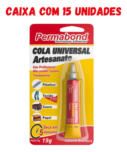 Cola Universal Artesanato 19g - Kit Com 15