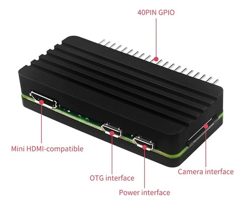 Carcasa For Raspberry Pi Zero 2 W Con Disipador Aluminio