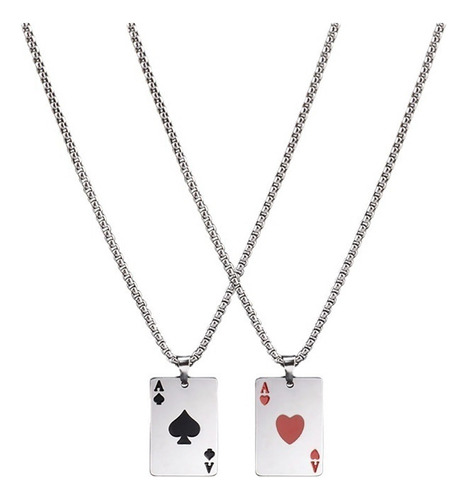 Collar Ace Of Hearts And Spades, Colgante Estilo Hip-hop