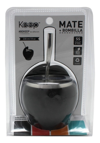 Mate Y Bombilla De Acero Inoxidable Keep Libre De Bpa