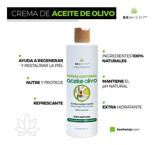 Crema Humectante Liquida Corporal Intensiva De Olivo 500 Ml 