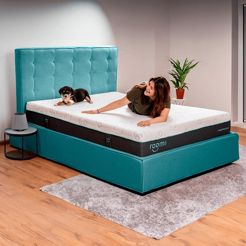 Cabecera Queen Size Roomi Explorer Diseño Moderno Rs Color Azul Petróleo