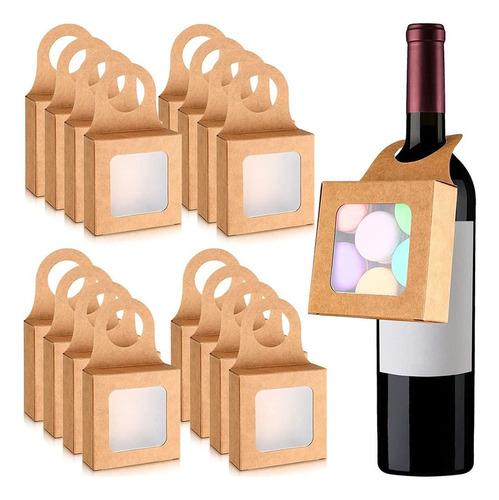 Caja De Botellas De Vino De Papel Kraft Para Decoración