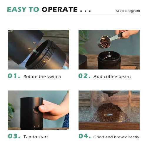 Moedor De Café Elétrico Profissional, Com Carregador Usb