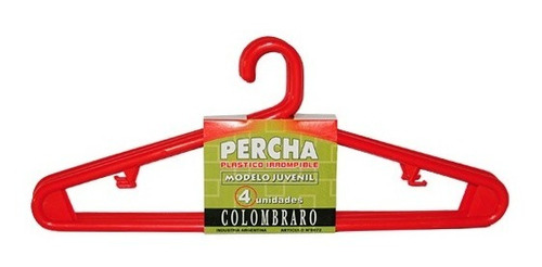 Percha Juvenil Pack X 4 Unidades Art 8072 Colombraro Color Rojo