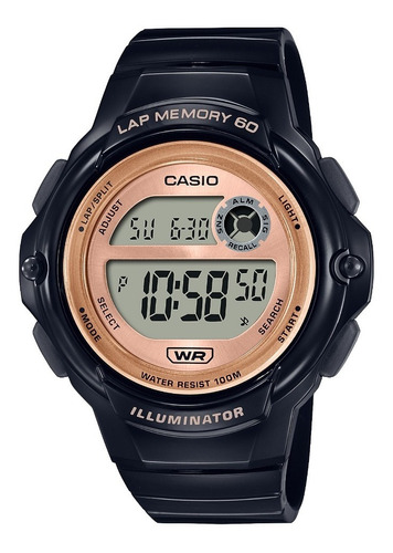 Reloj Mujer Casio Lws-1200h-1 Apto Atletismo 60 Laps Luz Led