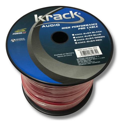 Rollo De Cable Balanceado P/xlr Microfono Kmx-2x24 Rojo