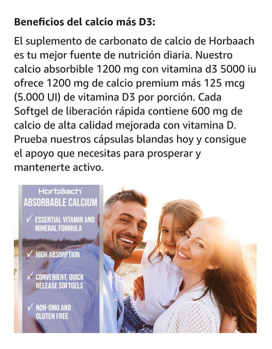 Imagen 4 de 9 de Calcio Absorbable 1200mg + D3