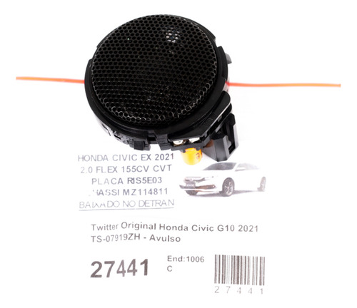 Twitter Original Honda Civic G10 2021 Ts-07919zh - Avulso (Usado)