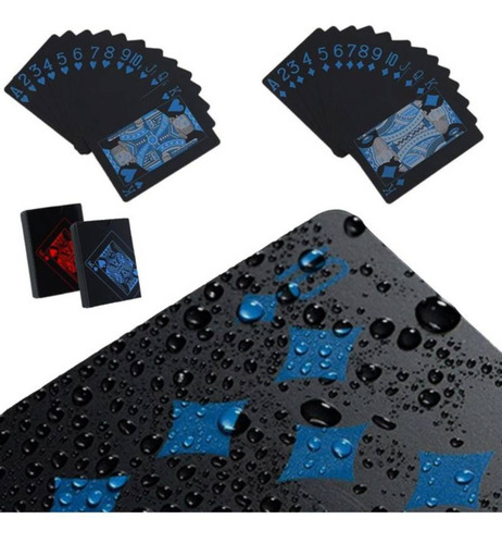 Set De 2 Barajas Cartas Plastico + Barajador Automático Reverso Negro Idioma Español Personaje Sin Personaje