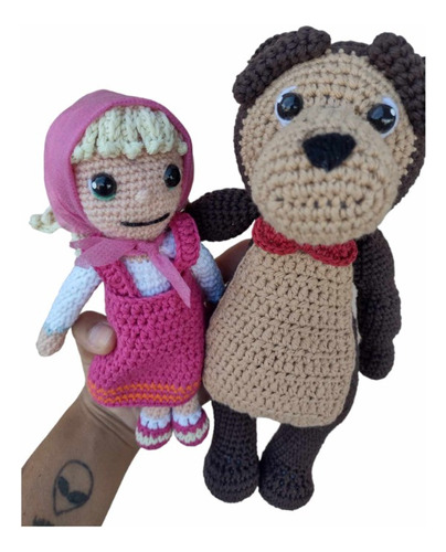 Combo Masha Y El Oso Peluches Tejidos