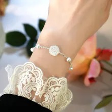 Ashiqi-pulsera De Flores Con Perlas Naturales De Agua Dulce