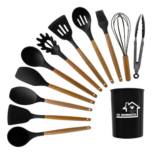 Set 12 Utensilios De Cocina Silicona Resistente Calor