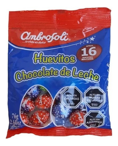 Bolsa X 16 Huevitos De Macizos Chocolate Ambrosoli 76 Gr