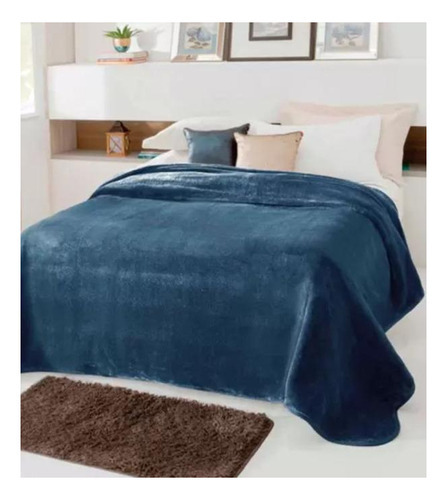 Cobertor Jolitex Kyor King Unicolor Azul Jeans 2,20 X 2,40m