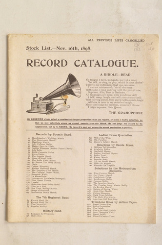 Catalogo Grabaciones Gramofono 1898 9 Orquesta Piano Vitrola