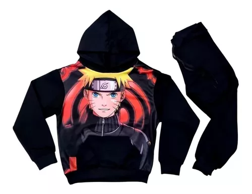 Conjunto de Moletom Naruto Nuvem Akatsuki Infantil com Capuz