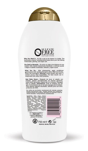 Ogx Nutritivo + Leche De Coco Acondicionador, 25.4 Onza Tama