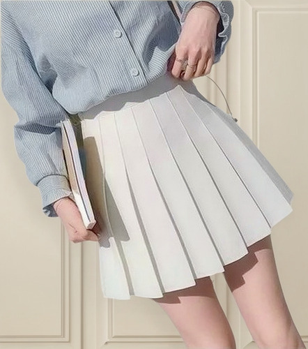 Minifalda Plisada De Cintura Alta Para Mujer Para Uniforme E