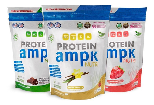 Ampk Protein - Proteína Vegana (pack X 3 Frascos) Sabor Mixto