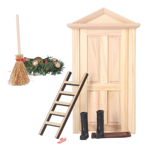 Kit Navideño Para Puerta De Casa De Muñecas, Miniárbol, Esco