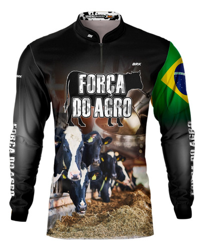 Camisa Camiseta Brk Agro Fazenda Produtor De Leite Com Uv50