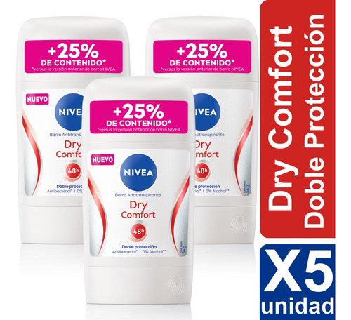 Desodorante Nivea Mujer Barra 54g Variedades Aromas X5 Unid